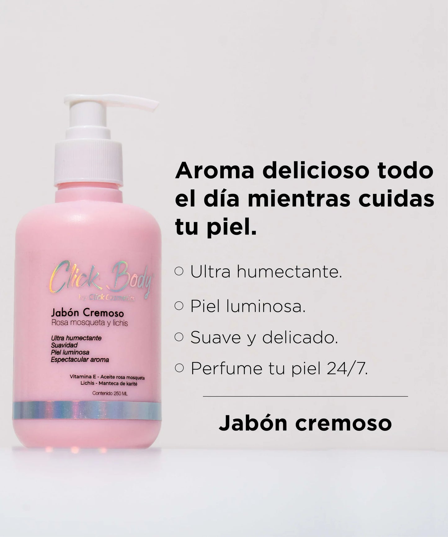 JABÓN CREMOSO DE ROSA Y LICHIS CLICK